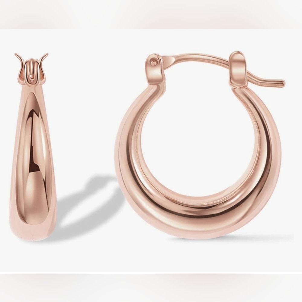 18k 925 Rose Gold Hoop Earrings 25mm